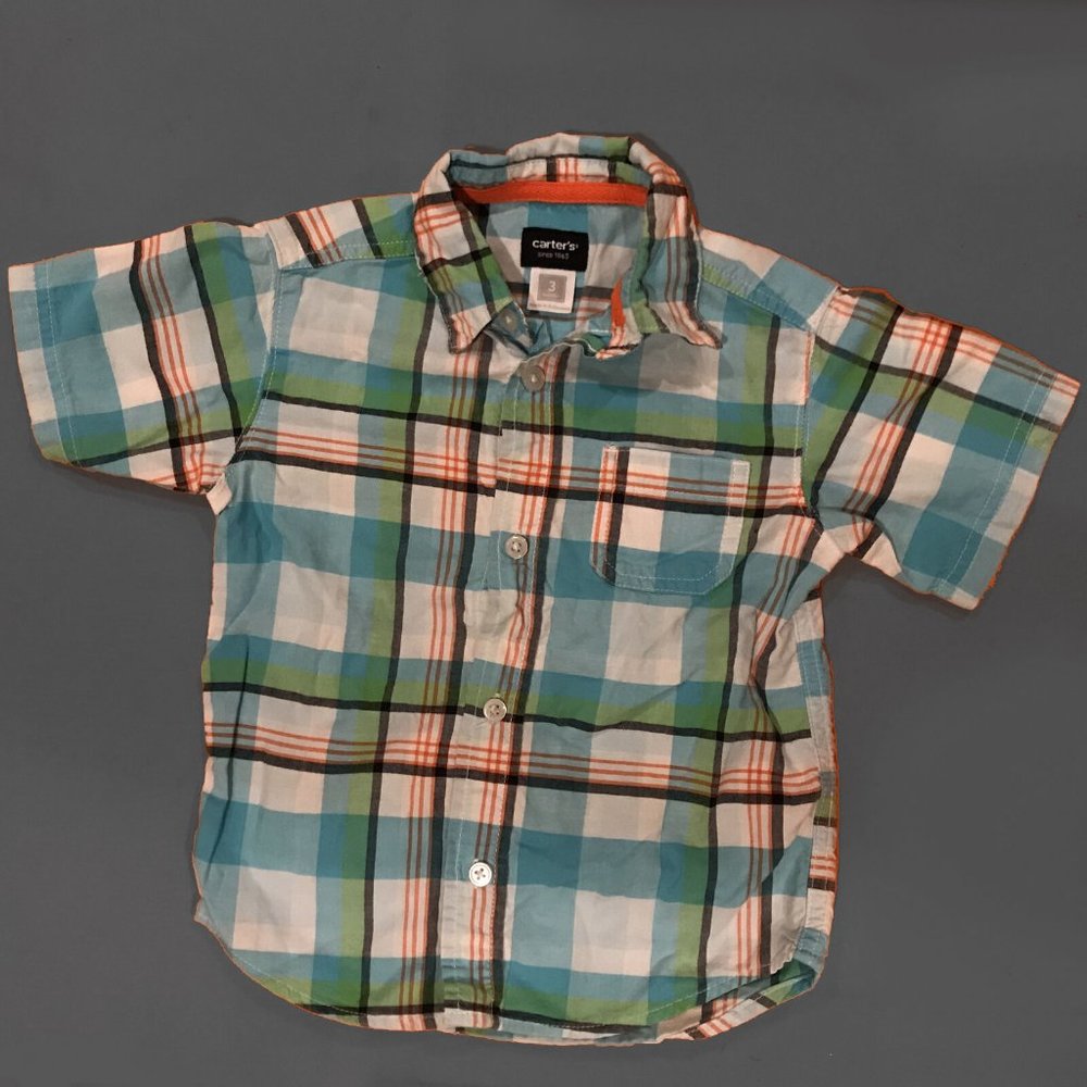 Carter's Baby Boys Short Sleeve Plaid Shirt - Toddler 3